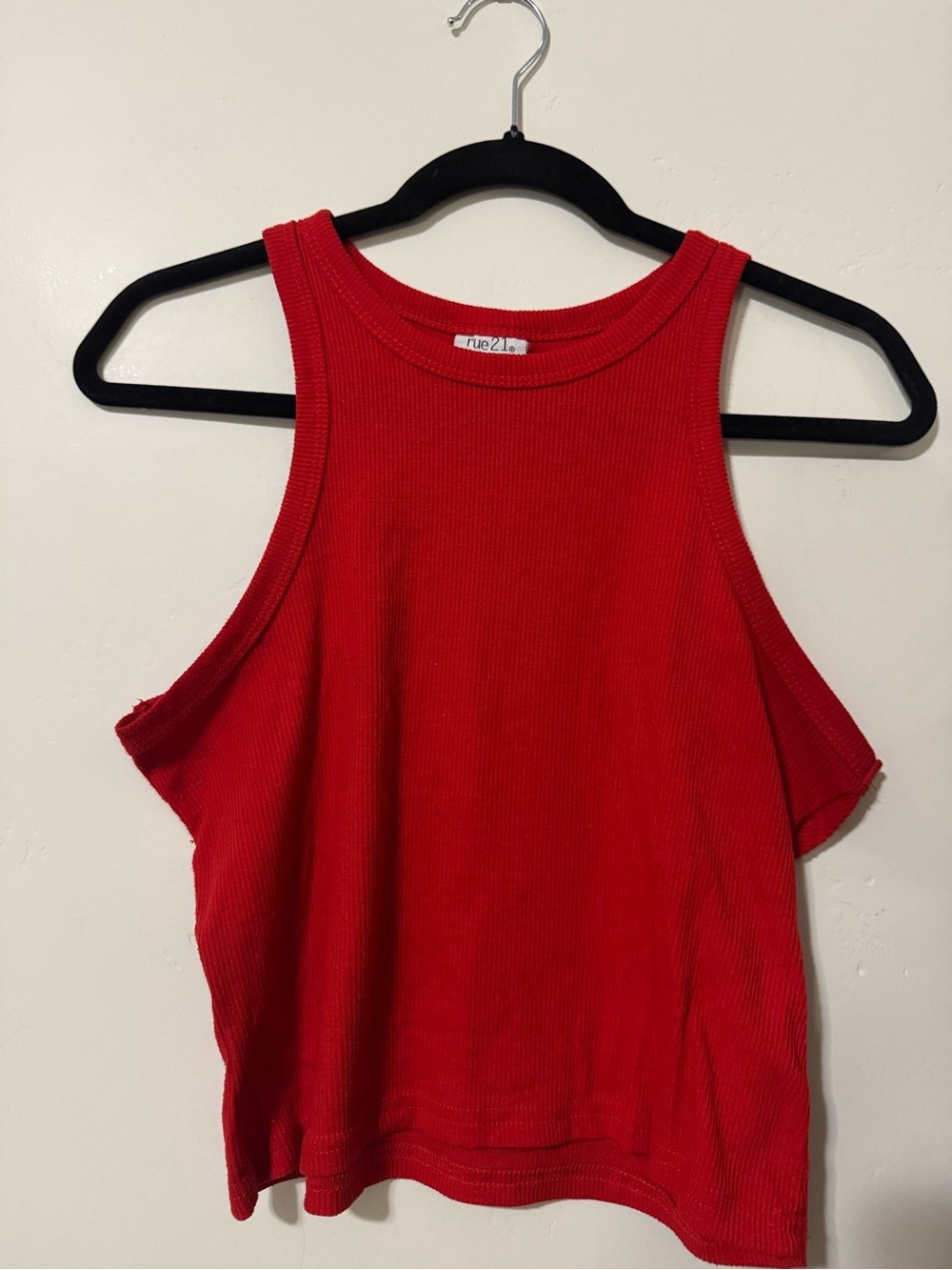 rue21 Bright Red Ribbed High-Neck Tank